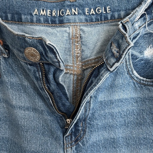 American Eagle 90s Bootcut Denim Jeans Split Hem Hi-Rise Blue Y2K Size 10 - Picture 10 of 15